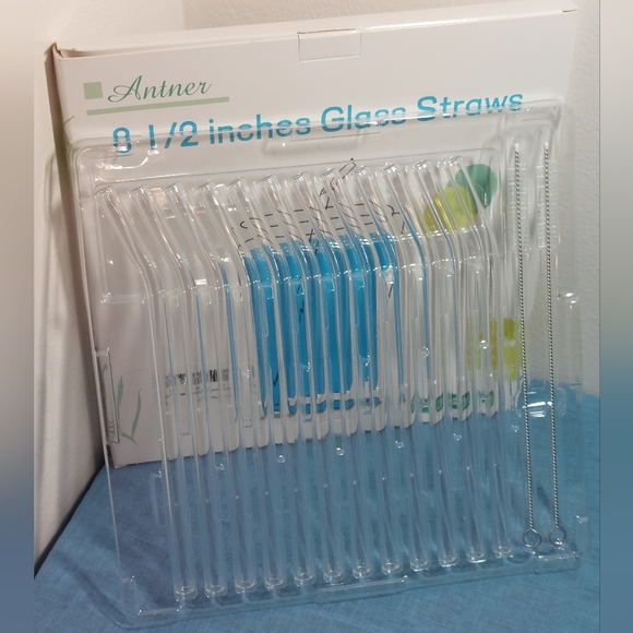 12-pack Glass Drinking Straws Bent 8.5" x 10MM includes 2 Cleaning Brushes NIB - Picture 6 of 8